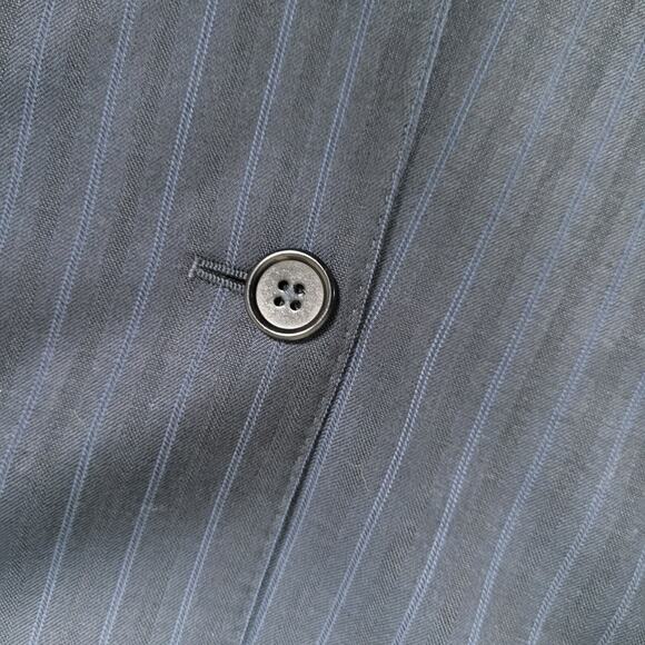 Jos A Bank Blazer Jacket 44L Black Blue Stripes Pinstripes Wool Work Office Suit - Picture 5 of 8